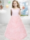 Luxurious A-Line Square Little Girl Pageant Dresses with Bowknot in Pink