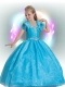 Luxurious Straps Ball Gown Blue Little Girl Pageant Dress with Beading for 2014