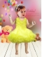 Modest A-Line Scoop Little Girl Dresses with Appliques Bowknot in Yellow for 2014
