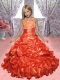 Orange Straps Beading Little Girl Pageant Dress with Ruffles Layers for 2014