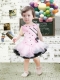 Pink and Black Bateau Mini-length Lace Bowknot Beautiful Little Girl Dress