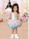 Pink and Blue Square Beading and Ruffles Little Girl Dress for 2014