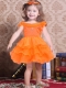 Popular Orange A-Line Off the Shoulder Little Girl Dress with Beading and Ruffles