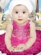 Pretty Ball Gown Straps Mini-length Hot Pink Little Girl Dress and Beading Bowknot