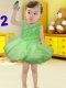 Spring Green Backless Scoop 2014 Little Girl Dress with Beading and Ruffles