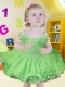 Spring Green Organza Off the Shoulder Beading and Ruffles Little Girl Dresses