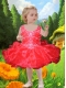 Sweet Organza V-neck Knee-length Little Girl Dress in Red