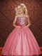 Watermelon Spaghetti Straps Ball Gown Beading Little Girl Pageant Dress for 2014