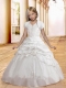 White Ball Gown Halter Top Elegant Little Girl Pageant Dresses with Appliques