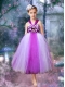 2014 A-Line Halter Tulle Appliques Romantic Little Girl Dress With Tea-length