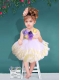 2014 Ball Gown Straps Knee-length Little Girl Dress with Hand Made Flowers