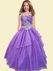 2014 Beautiful A-Line Straps Purple Little Girl Pageant Dress with Beading