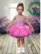 2014 Beautiful Ball Gown Beading and Ruffles Rose Pink Little Girl Dress with Halter