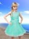 2014 Beautiful Beading and Lace Turquoise Flower Girl Dress with Scoop