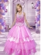 2014 Cute Ball Gown Halter Rose Pink Little Girl Pageant Dress