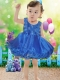 2014 Cute Scoop Bowknot and Ruffles Little Girl Dress in Royal Blue