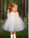 2014 Halter Bowknot Tulle Knee-length Little Girl Dress in White