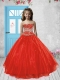 2014 Luxurious Red Little Girl Pageant Dress with Beading