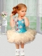 2014 Luxurious Short Knee-length Beading Little Girl Dress with V-neck