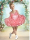 2014 Luxurious Straps Short Beading and Ruffles Watermelon Little Girl Dress