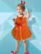 2014 Orange Red Short Mini-length Hand Made Flowers Straps Little Girl Dress