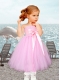 2014 Pretty A-Line Strapless Tea-length Pink Little Girl Dress in Pink