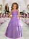 2014 Romantic Beading and Ruching Floor-length Flower Girl Dress with Spaghetti Straps