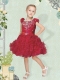 2014 Romantic Scoop Red Flower Girl Dress with Beading