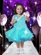 2014 Romantic Scoop Tea-length Little Girl Dress with Appliques and Ruffles