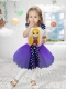 2014 Scoop Bowknot Knee-length Purple Little Girl Dresses