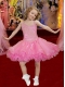 2014 Sweet Short Beading and Ruffles Pink Little Girl Dress with Straps