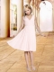 2014 Sweet V-neck Empire Knee-length Chiffon Flower Girl Dress in Baby Pink