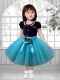A-Line Popular 2014 Scoop Tulle Little Girl Dress with Hand Made Flowers