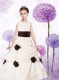 A-Line Scoop Taffeta Floor-length Hand Made Flowers 2014 Flower Girl Dress with Sashes