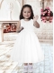 A-Line Scoop Tea-length Flower Girl Dress with Beading for 2014
