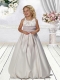 A-Line Straps Flower Girl Dress with Belt Ruching in White for 2014