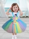 A-Line Straps Hand Made Flowers 2014 Little Girl Dress in Multi-color