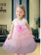 A-Line Straps Hand Made Flowers 2014 Little Girl Dress in Pink