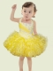 Amazing ShortAmazing Short Halter Mini-length Yellow Beading Little Girl Dress For 2014