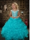 Aqua Blue Ball Gown Straps Beading Pretty Little Gril Pageant Dress