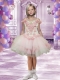 Baby Pink Off the Shoulder Little Girl Dress with Hand Made Flowers and Beading
