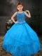 Ball Gown Halter 2014 Little Girl Pageant Dresses with Beading