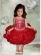 Ball Gown Red Knee-length Beading Little Girl Dress with Scoop