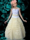 Ball Gown Spaghetti Straps Beading Little Gril Pageant Dress in Champagne
