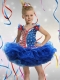 Ball Gown Square Mini-length Beading and Appliques Blue Little Girl Dress