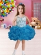 Ball Gown Straps Mini-length Blue Little Girl Dress with Bowknot