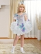 Beautiful Ball Gown Asymmetrical Mini-length Beading White Little Girl Dress