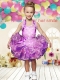 Beautiful Ball Gown Halter Mini-length Beading and Ribbons Lilac Little Girl Dress
