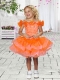 Beautiful Ball Gown Off the Shoulder Mini-length Beading Bowknot Orange Little Girl Dress