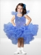 Beautiful Ball Gown Square Beading Ruffles Blue Little Girl Dress with High-low